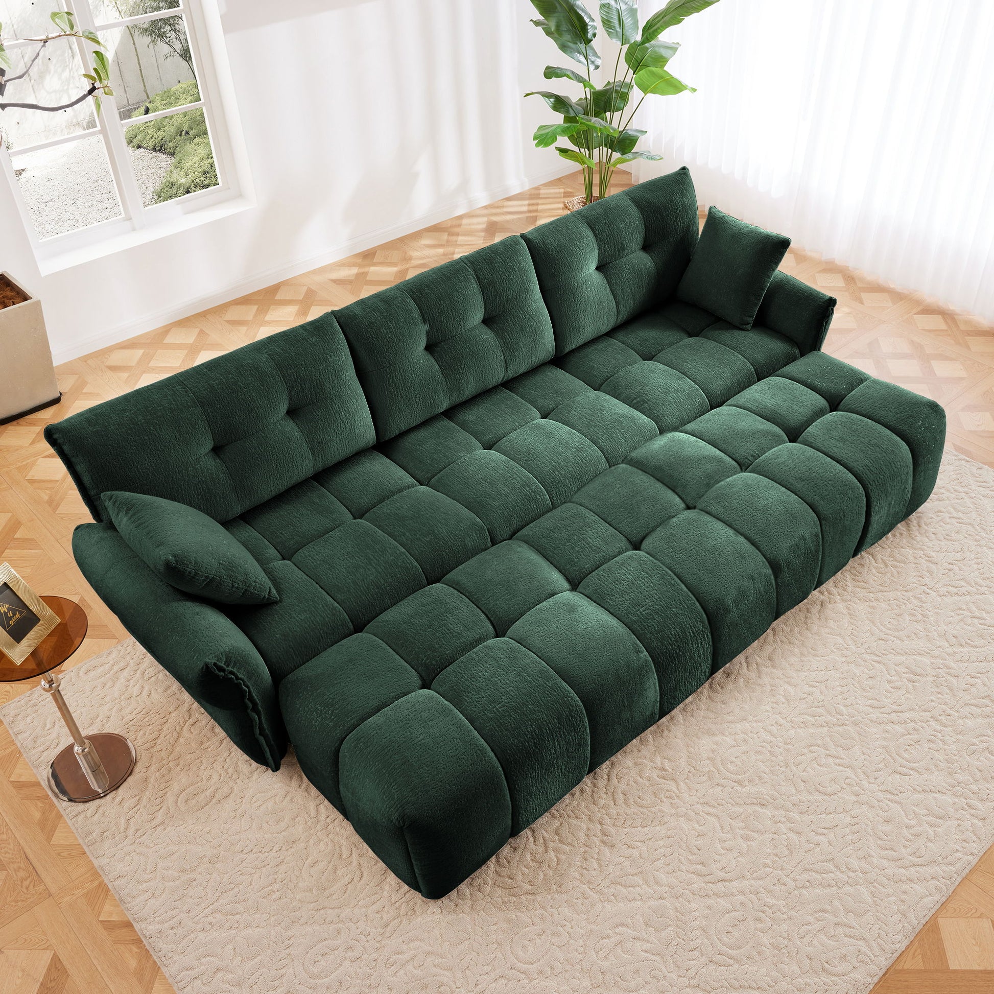 Sofa Set With Ottoman And Pillows, Textured, High Resilience Cushions Home Essentials