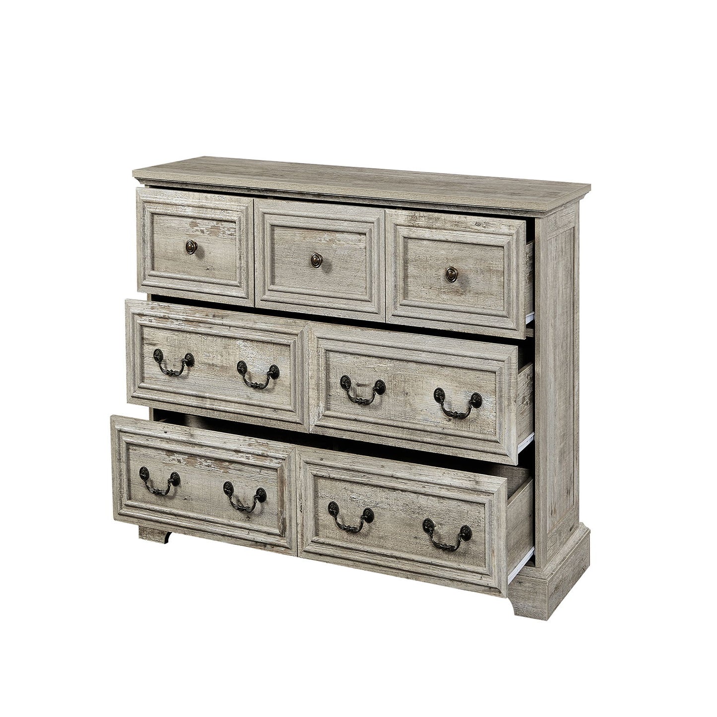 Farmhouse Vintage 7 Drawers Dresser With Natural Texture Home Essentials