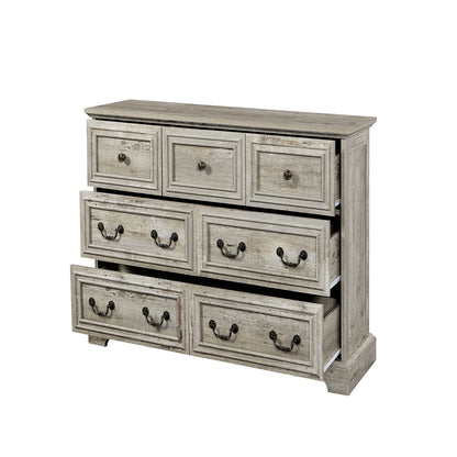 Farmhouse Vintage 7 Drawers Dresser With Natural Texture Home Essentials