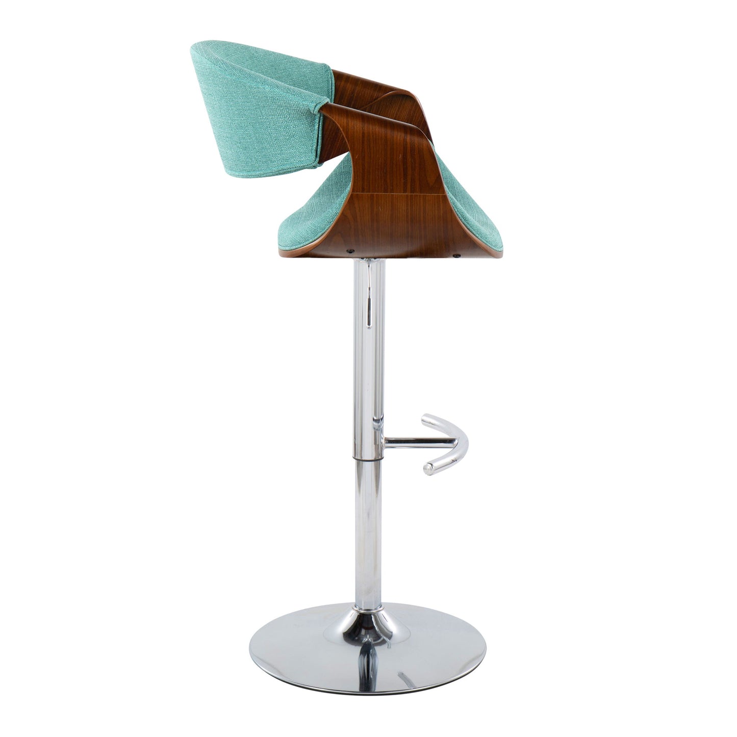 Curvo - Mid Century Modern Adjustable Barstool With Swivel With Rounded T Footrest (Set of 2) Lumi Source