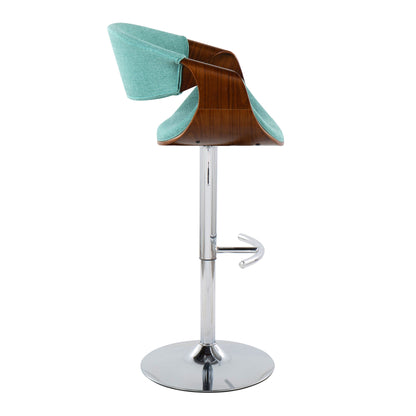 Curvo - Mid Century Modern Adjustable Barstool With Swivel With Rounded T Footrest (Set of 2) Lumi Source