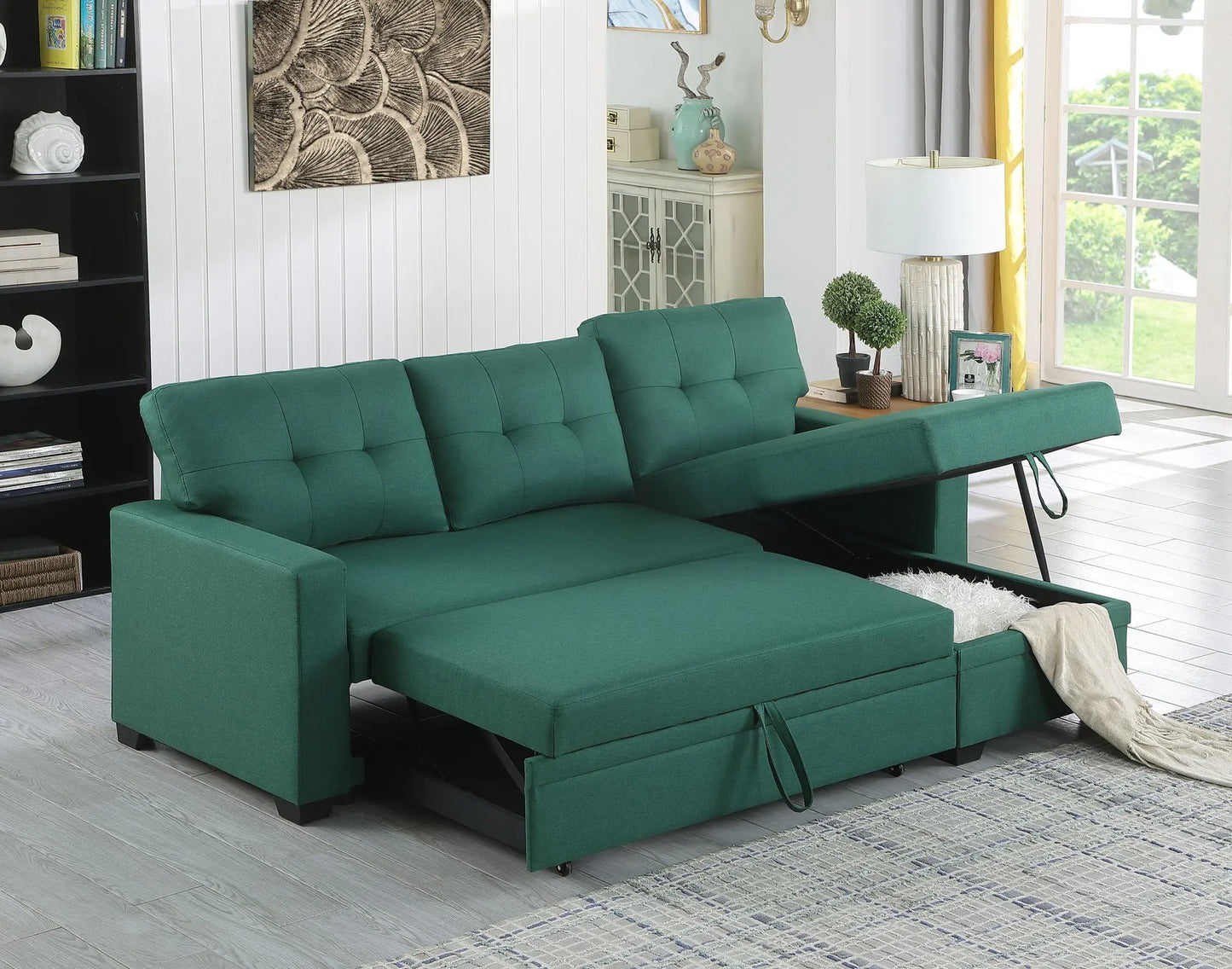 Upholstered Pull Out Sectional Sofa With Chaise Urban Retreats