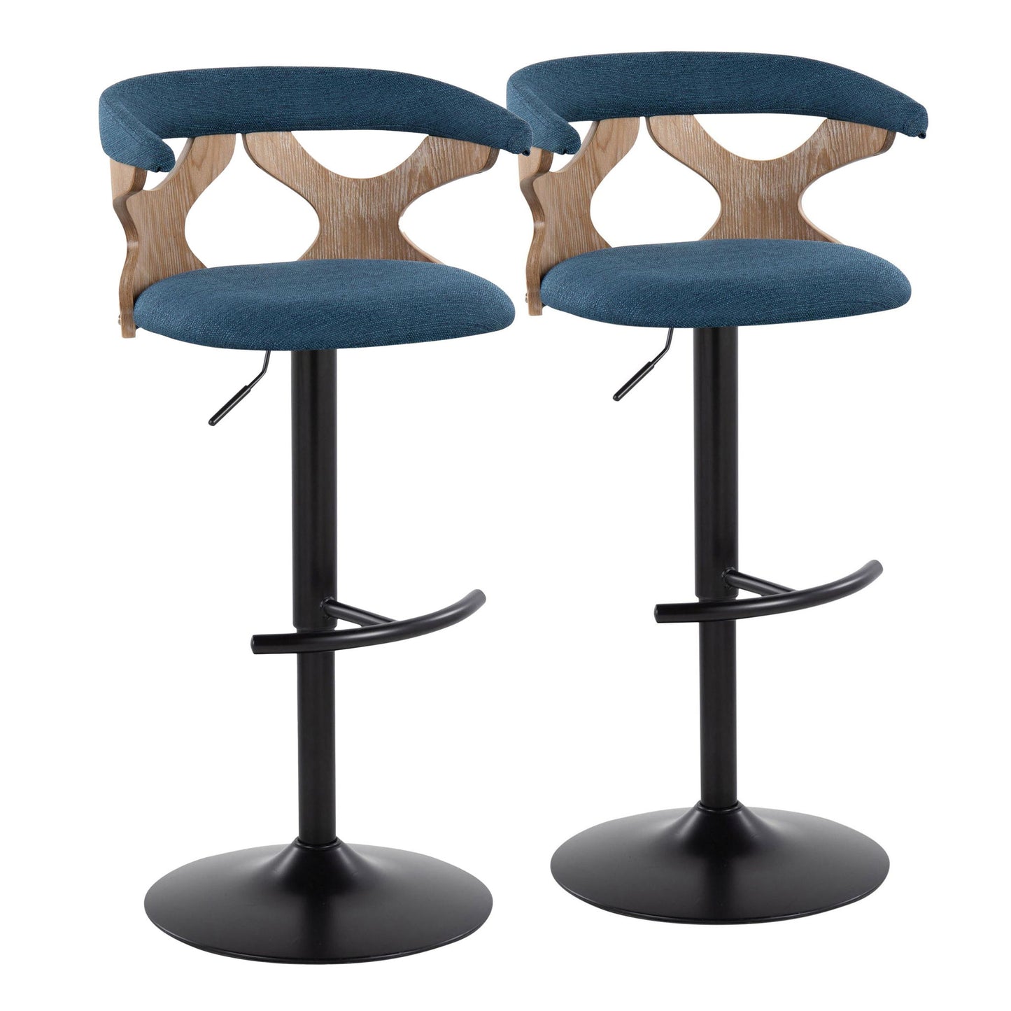 Gardenia - Contemporary Adjustable Barstool & Swivel With Rounded T Footrest (Set of 2) Lumi Source