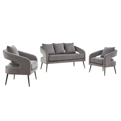 3 Piece Living Room Set, Loveseat & 2 Accent Chairs Home Essentials