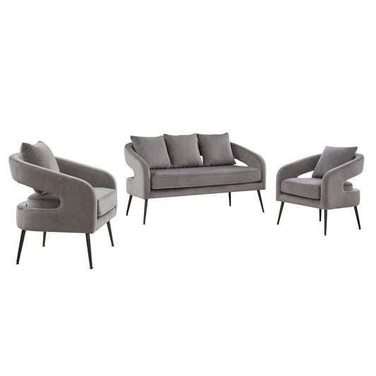 3 Piece Living Room Set, Loveseat & 2 Accent Chairs Home Essentials