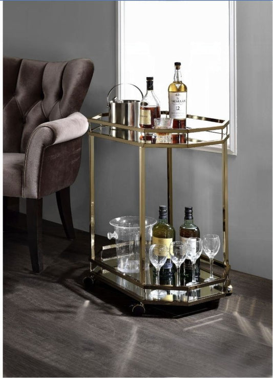 Lacole - Mirrior Serving Cart - Champagne Acme