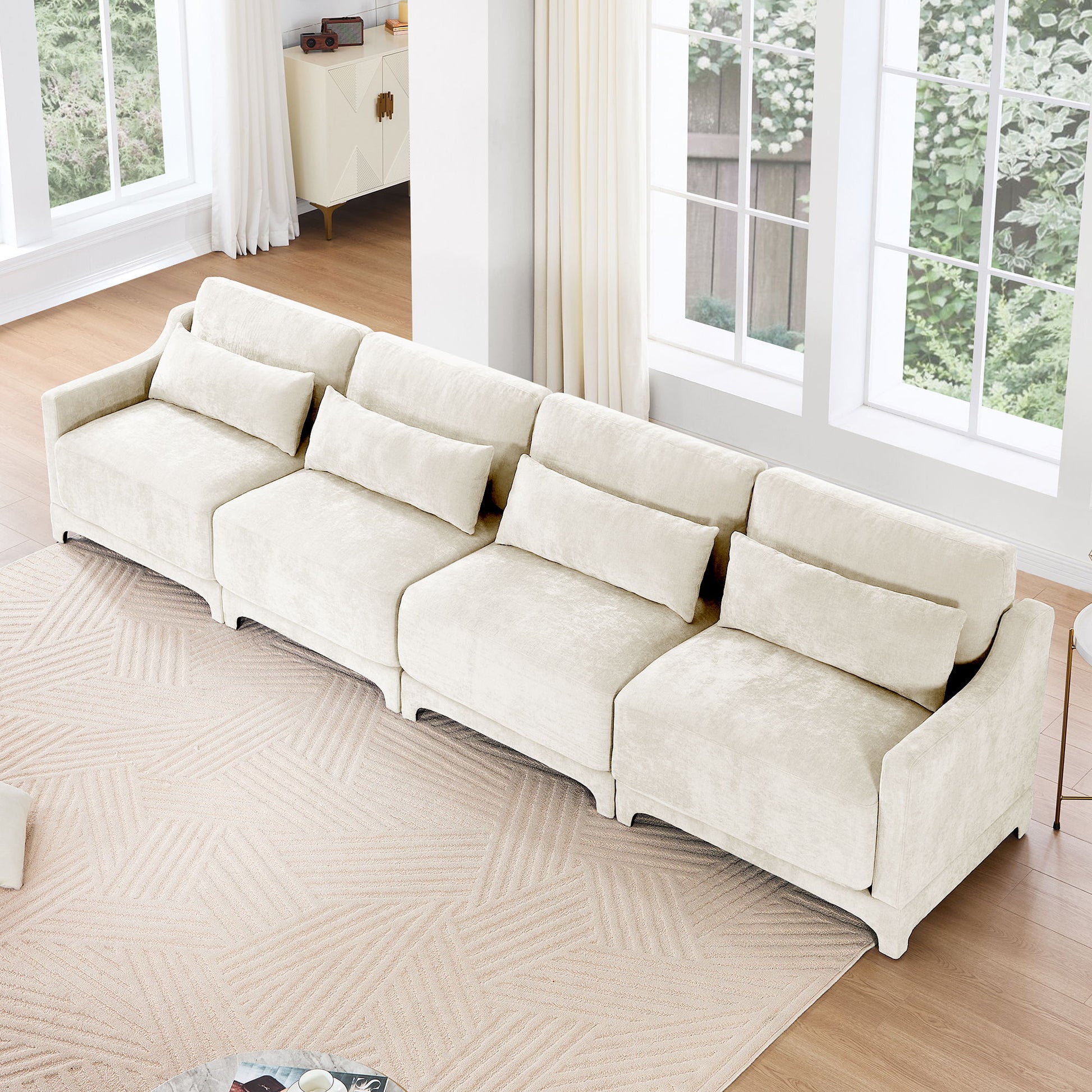 Elegant Sofa With Ergonomic Design And Lumbar Pillows Home Essentials