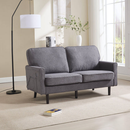 Mid Century Modern Loveseat Sofa With USB Ports, Removable Pillow Cover Home Essentials