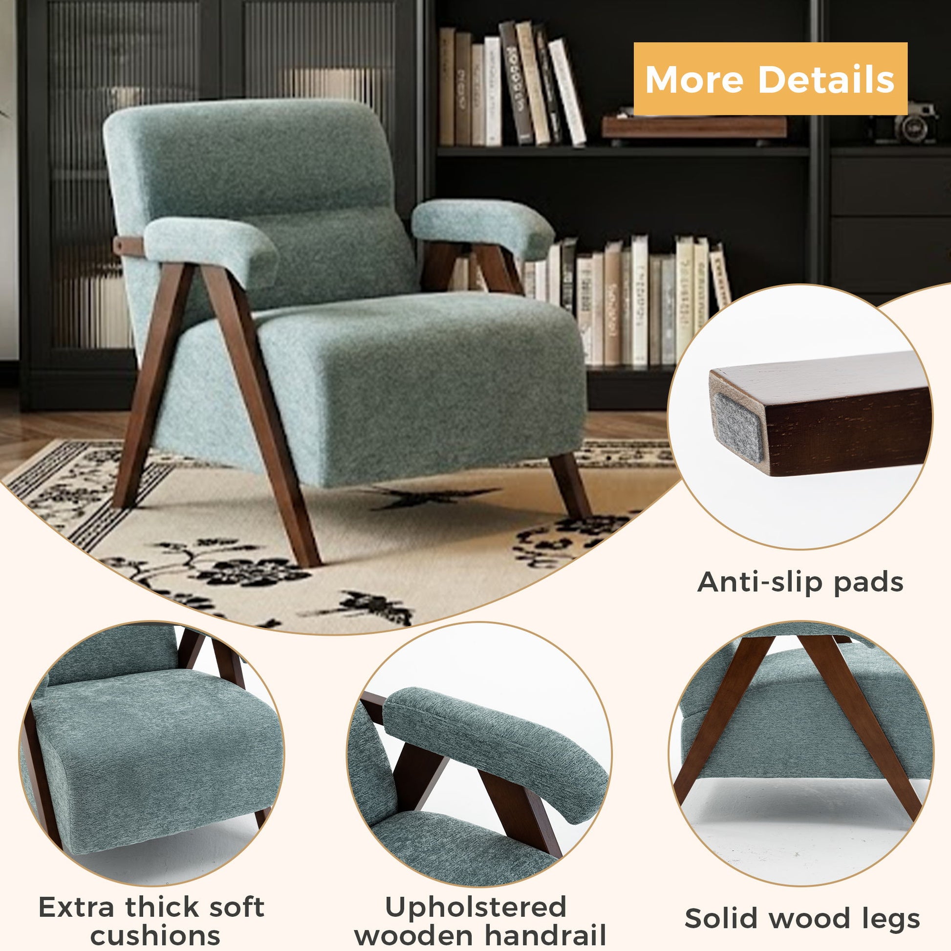 Modern Accent Chair With Tufted Armchair For Reading Room Home Essentials