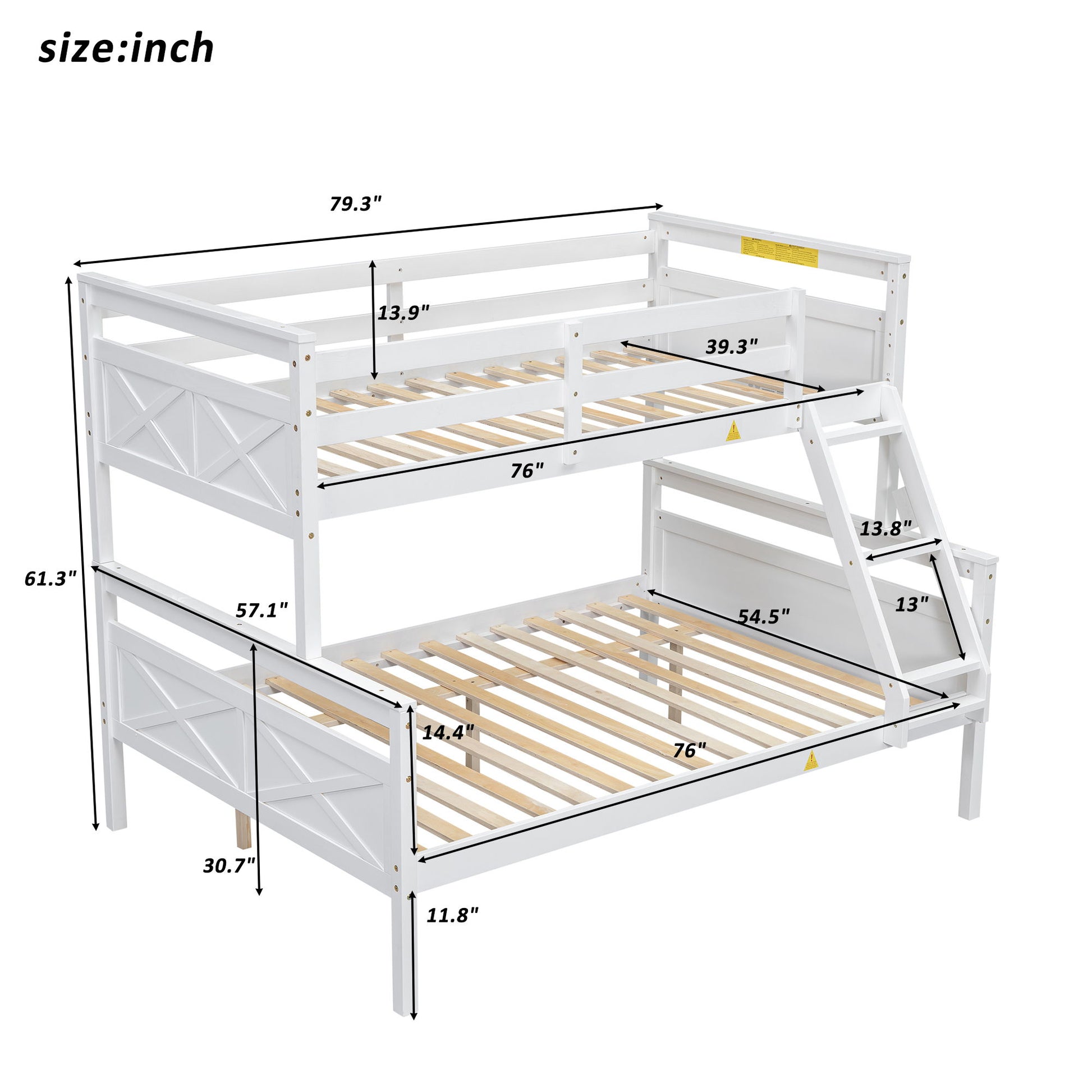 Bunk Bed With Ladder And Safety Guardrail Hearth and Haven