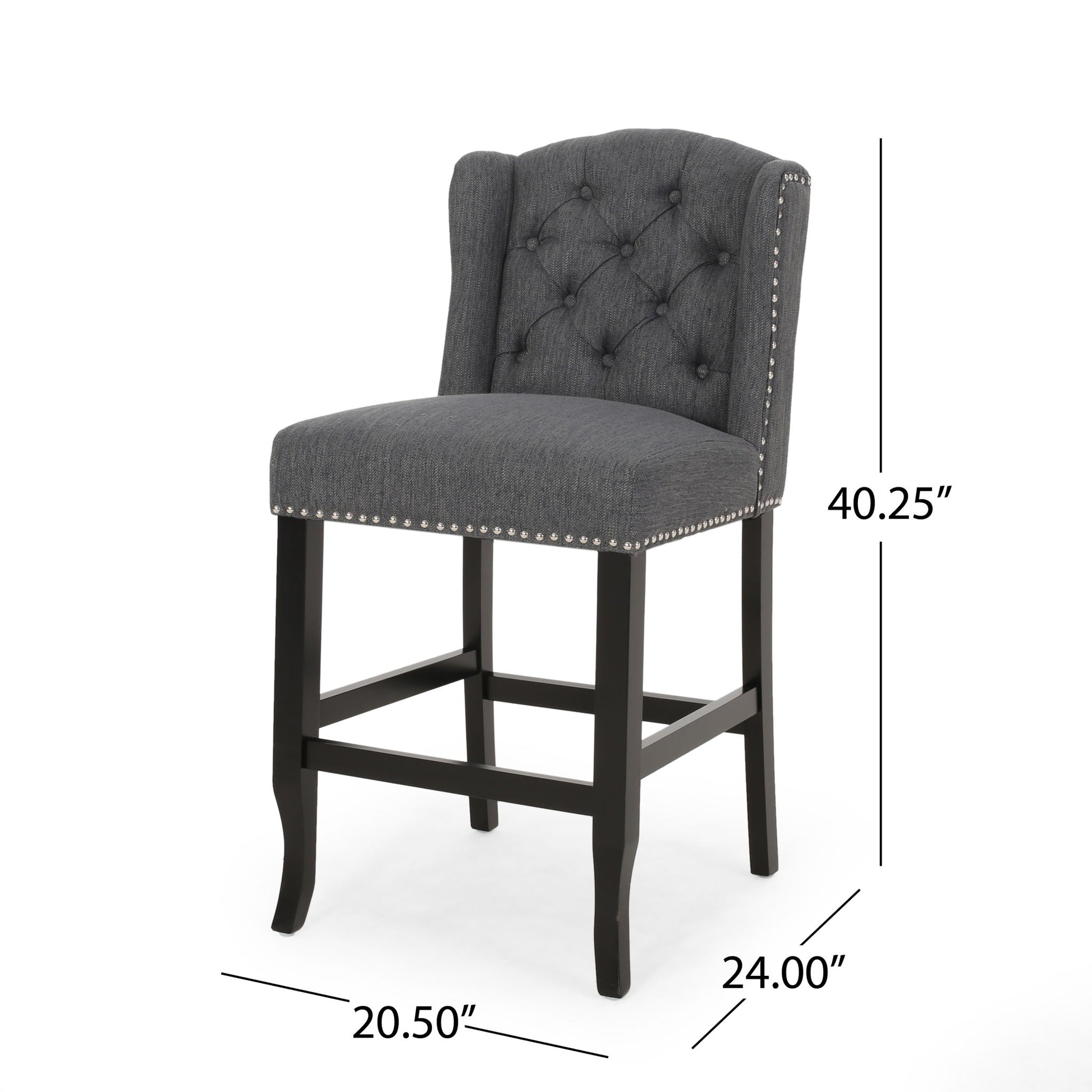 Vienna - Fabric Tufted Counter Stool With Nailhead Accents (Set of 2) Noble House