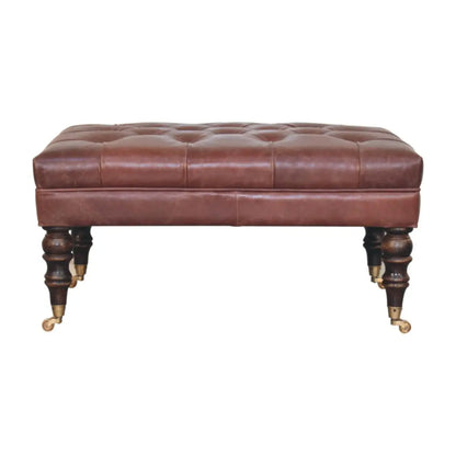 Buffalo - Leather Ottoman With Castor Legs Artisan Furniture