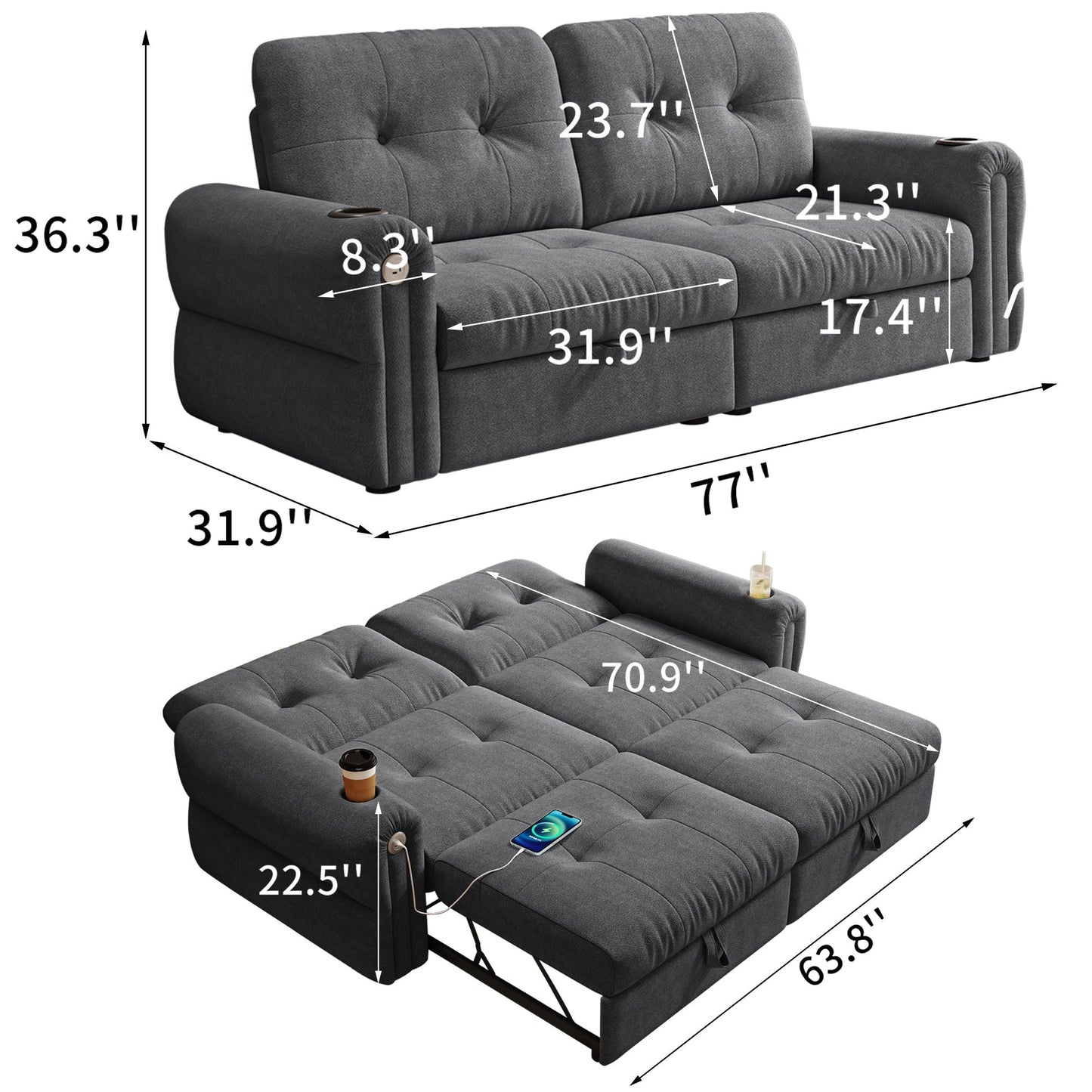 Cloud Like Convertible Sofa Bed With For Living Room Home Essentials
