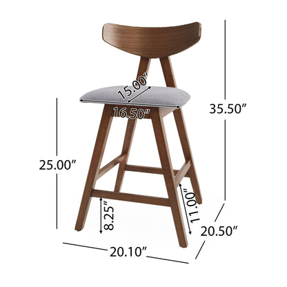 Mid Century Modern Counter Stool With V Shape Frame And Upholstered Seating Noble House
