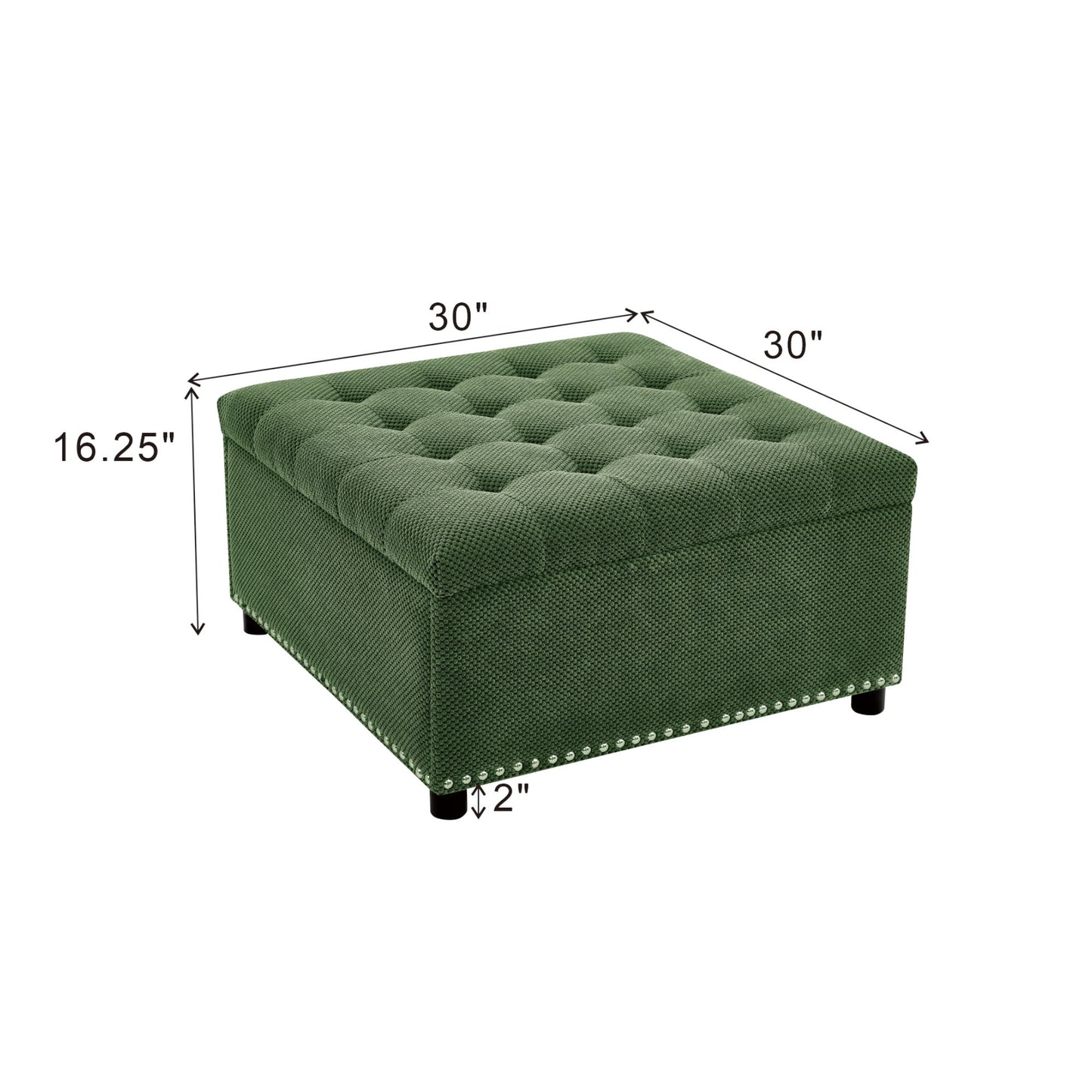 Square Tufted Storage Ottoman With Nailhead Trim Home Essentials