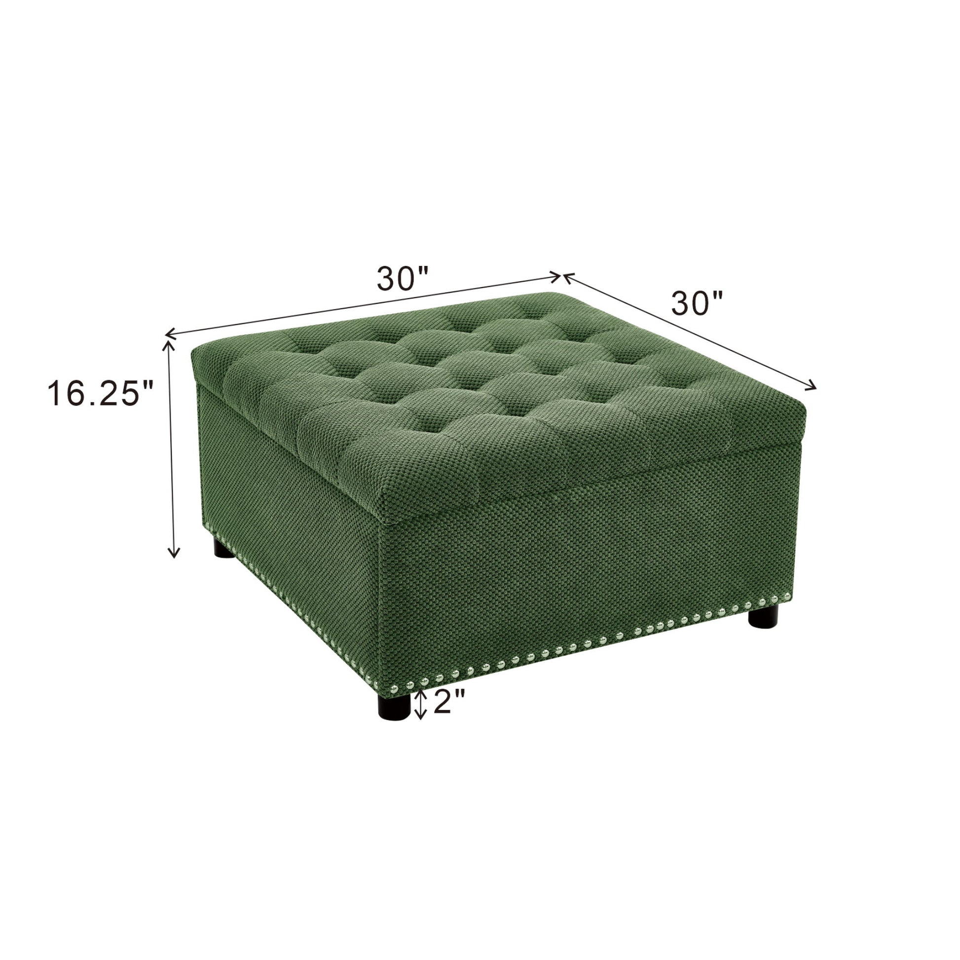 Square Tufted Storage Ottoman With Nailhead Trim Home Essentials