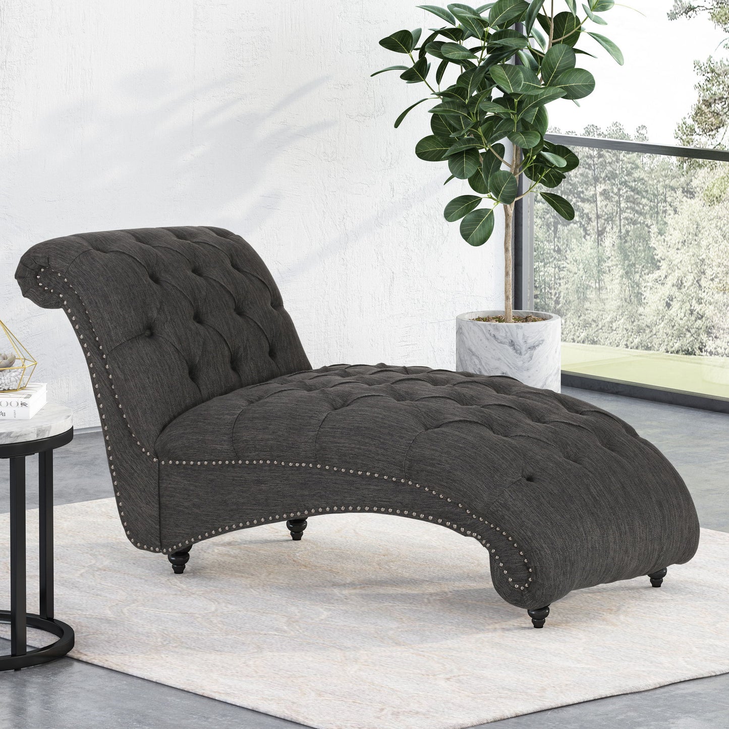 Chaise Lounge With Button Tufted Diamon Stitch Noble House