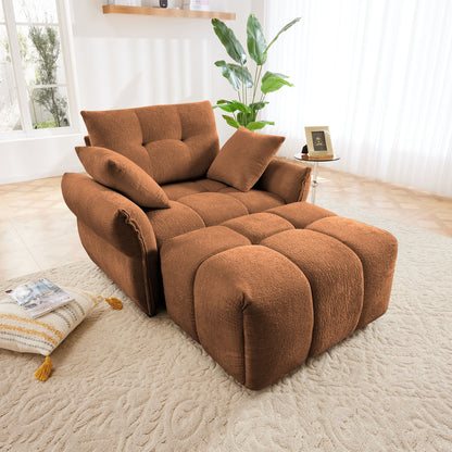 Ergonomic Single Seater Sofa With Ottoman, High Resilience Support Cushions Home Essentials