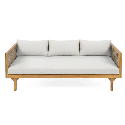 Claremont - 3 Seater Daybed Teak Acacia Wood Water Resistant Cushions Noble House