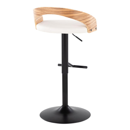 Grotto - Contemporary Adjustable Barstool With Swivel & Straight T Footrest (Set of 2) Lumi Source