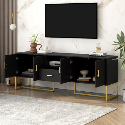 TV Cabinet With 1 Drawer, 2 Cabinets, Handles And Anti-Tip Device Hearth and Haven
