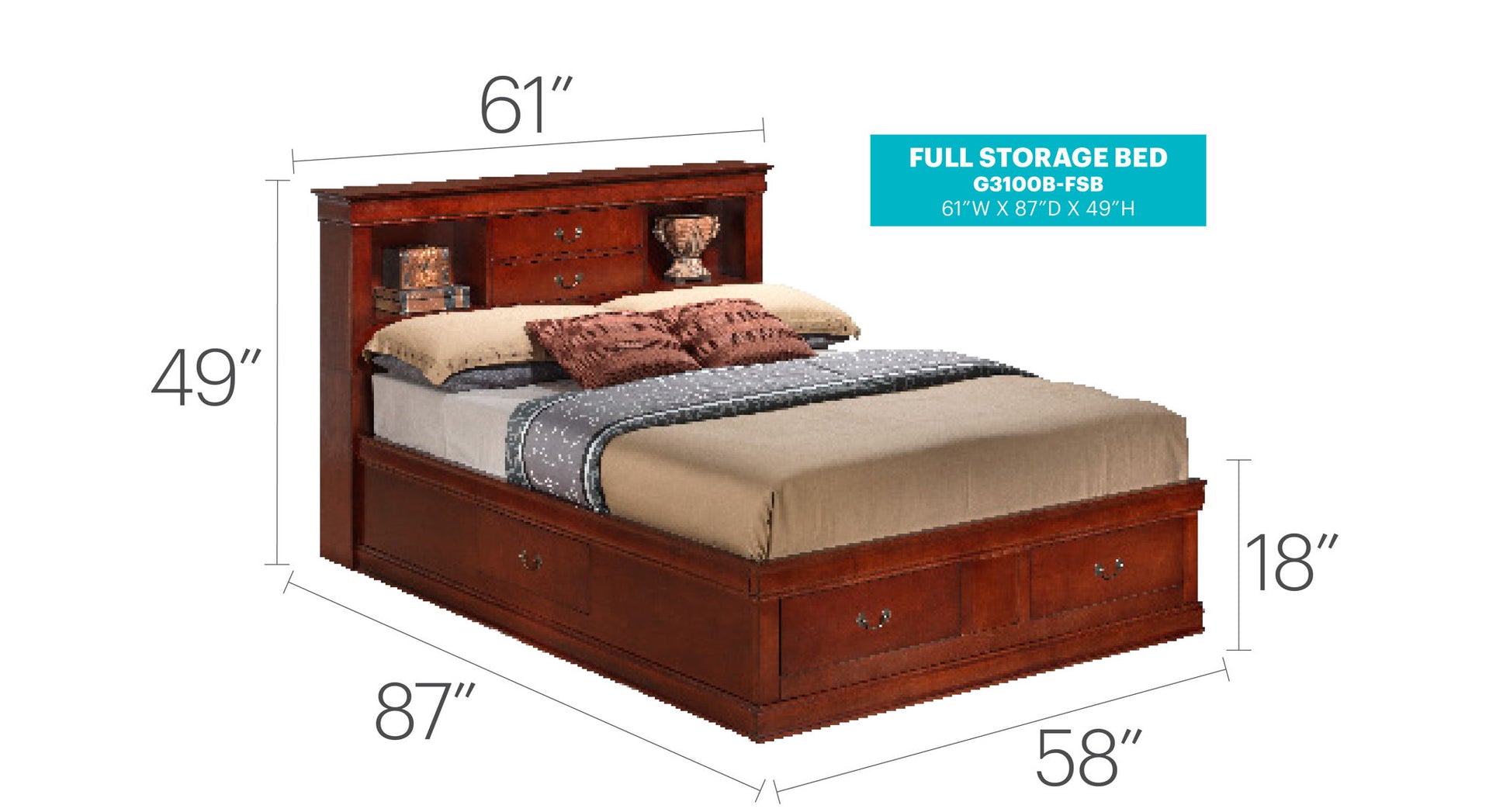 Traditional Style Bookcase Storage Bed Glory Furniture