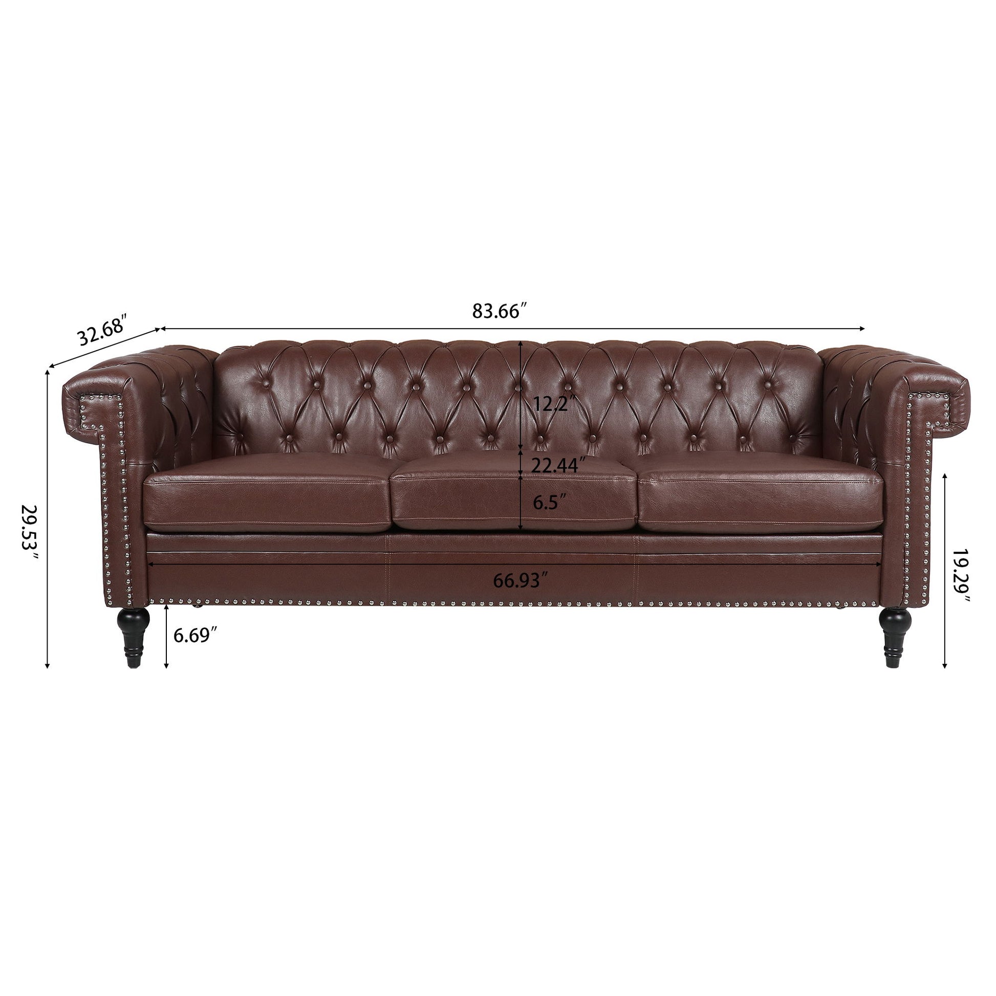 Traditional Square Arm Removable Cushion 3 Seater Sofa Home Essentials