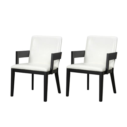 Modern Glossy Dining Chairs (Set of 2), Elegant Upholstery And Ergonomic Design - Black White Hearth and Haven