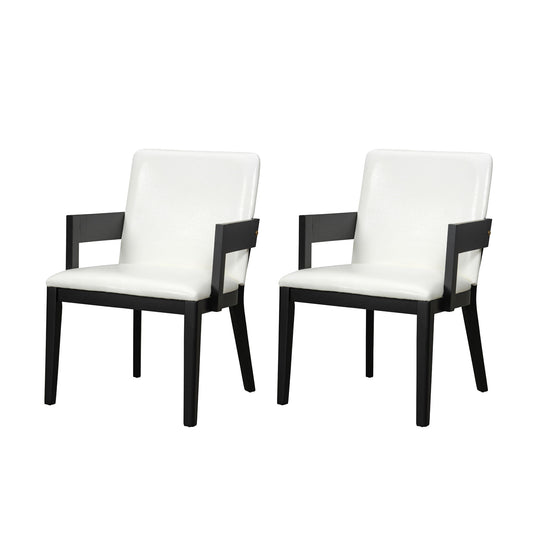 Modern Glossy Dining Chairs (Set of 2), Elegant Upholstery And Ergonomic Design - Black White Hearth and Haven