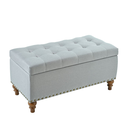Upholstered Ottoman With Storage And Rivet Trim Home Essentials
