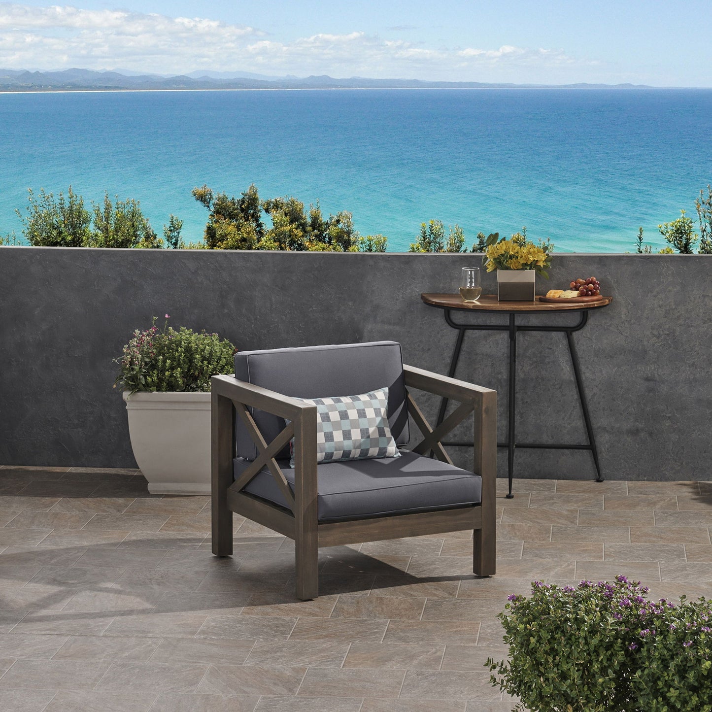 Brava - Mid - Century Modern Club Chair With Water Resistant Cushions Noble House