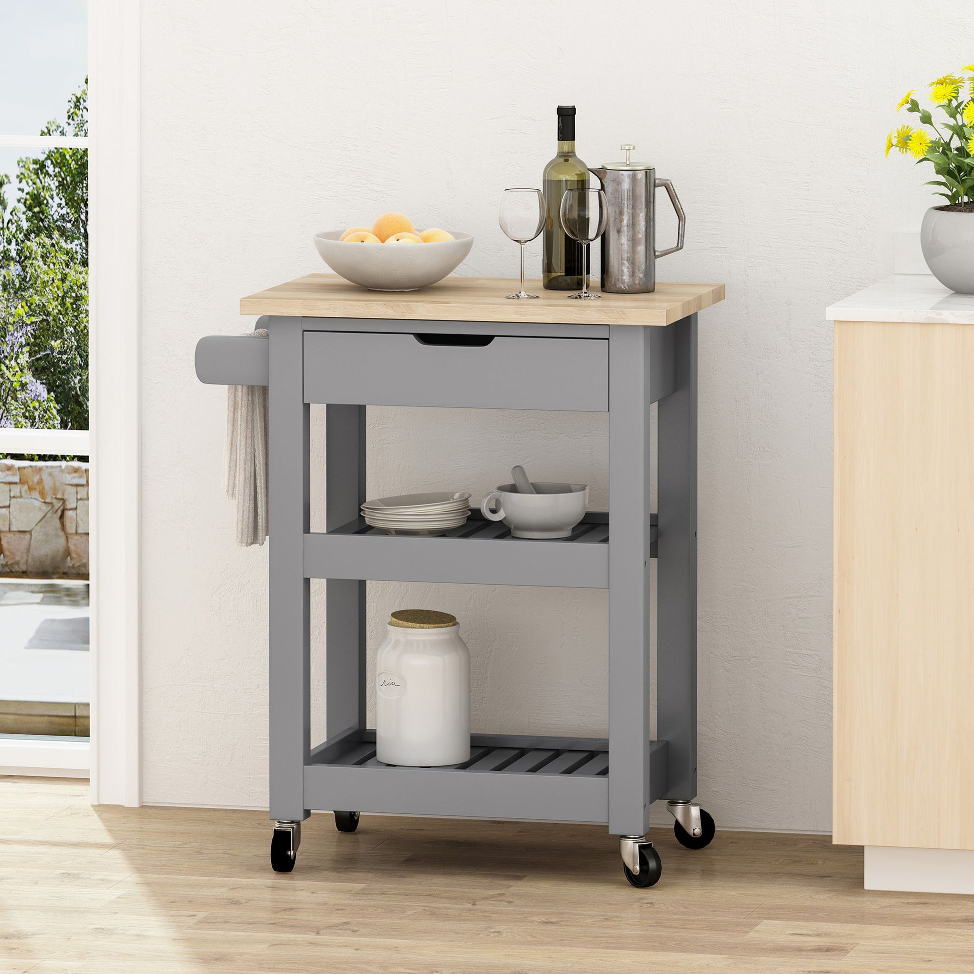 Tattnall - Kitchen Cart With Wheels Noble House