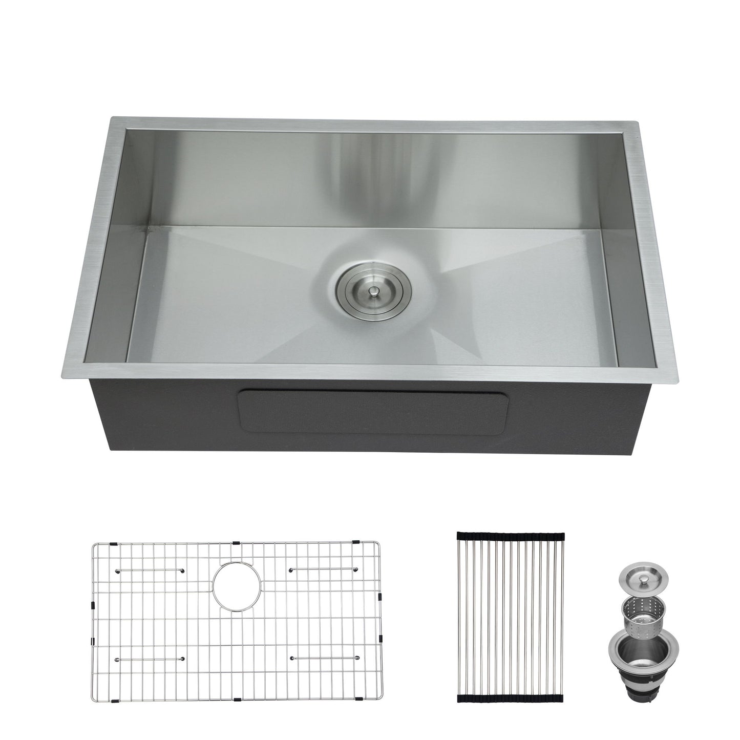 Modern Undermount Stainless Steel Kitchen Sink 16 Gauge, Deep Single Bowl Daily Nest
