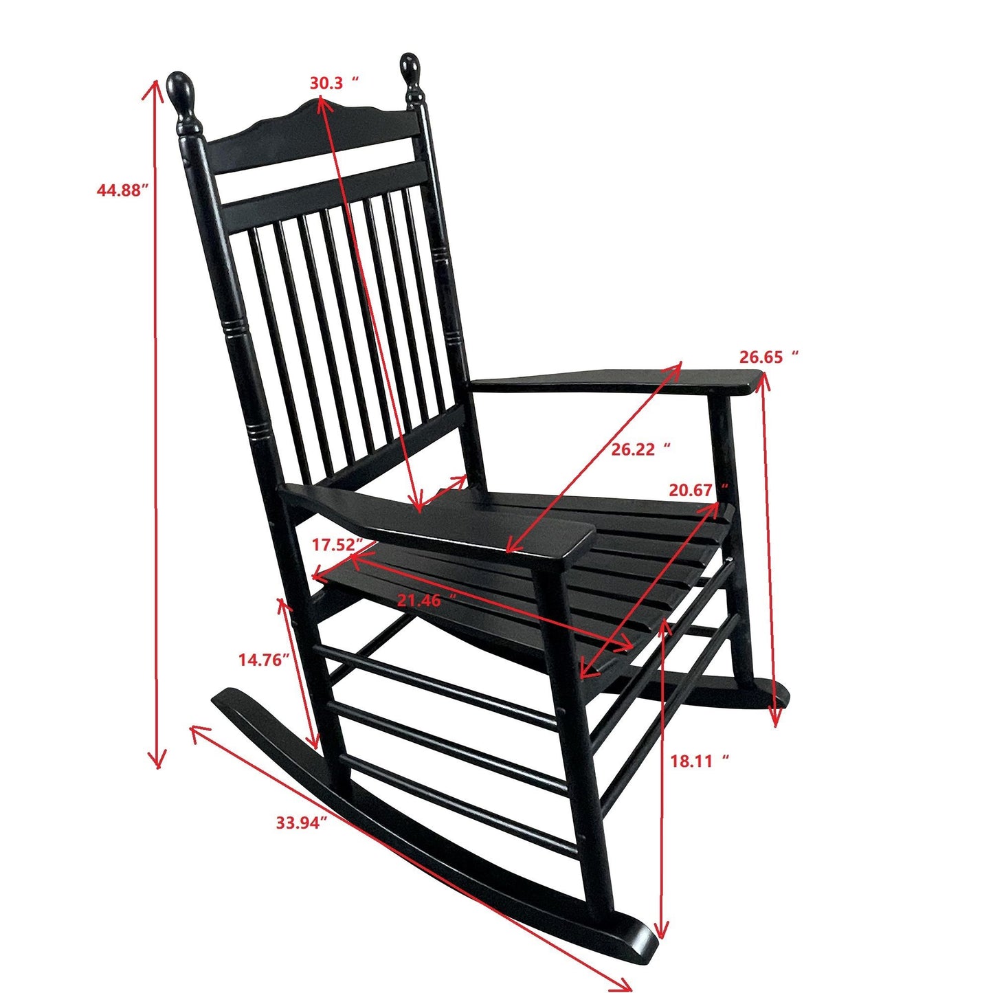 Balcony Porch Adult Rocking Chair - Wood Home Essentials
