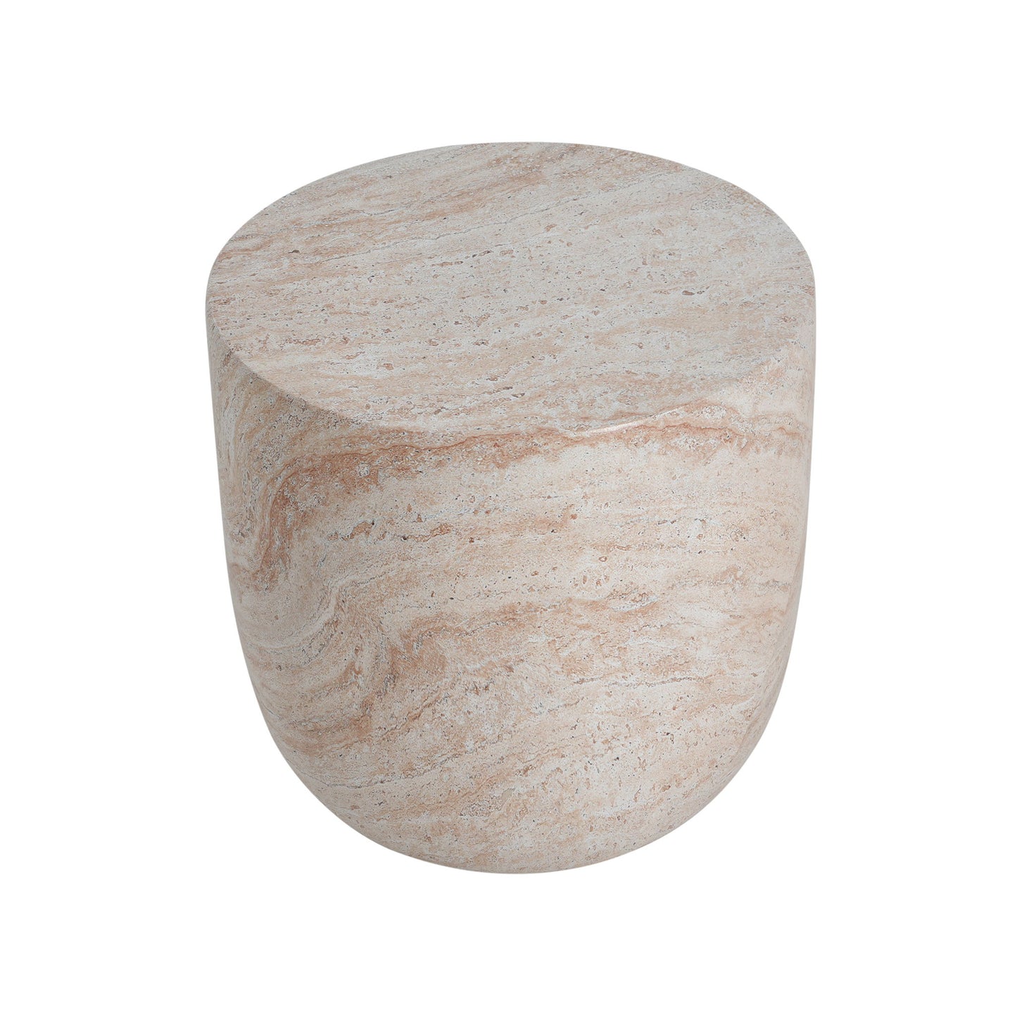 Outdoor / Indoor, Lightweight Concrete Side Table With Travertine - Beige Noble House