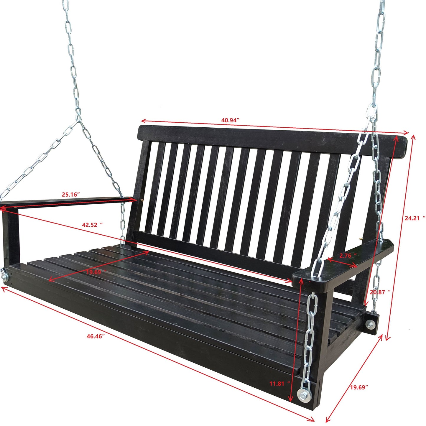 Front Porch Swing With Armrests For Outdoor Patio, Garden Yard, Backyard Or Sunroom Home Essentials