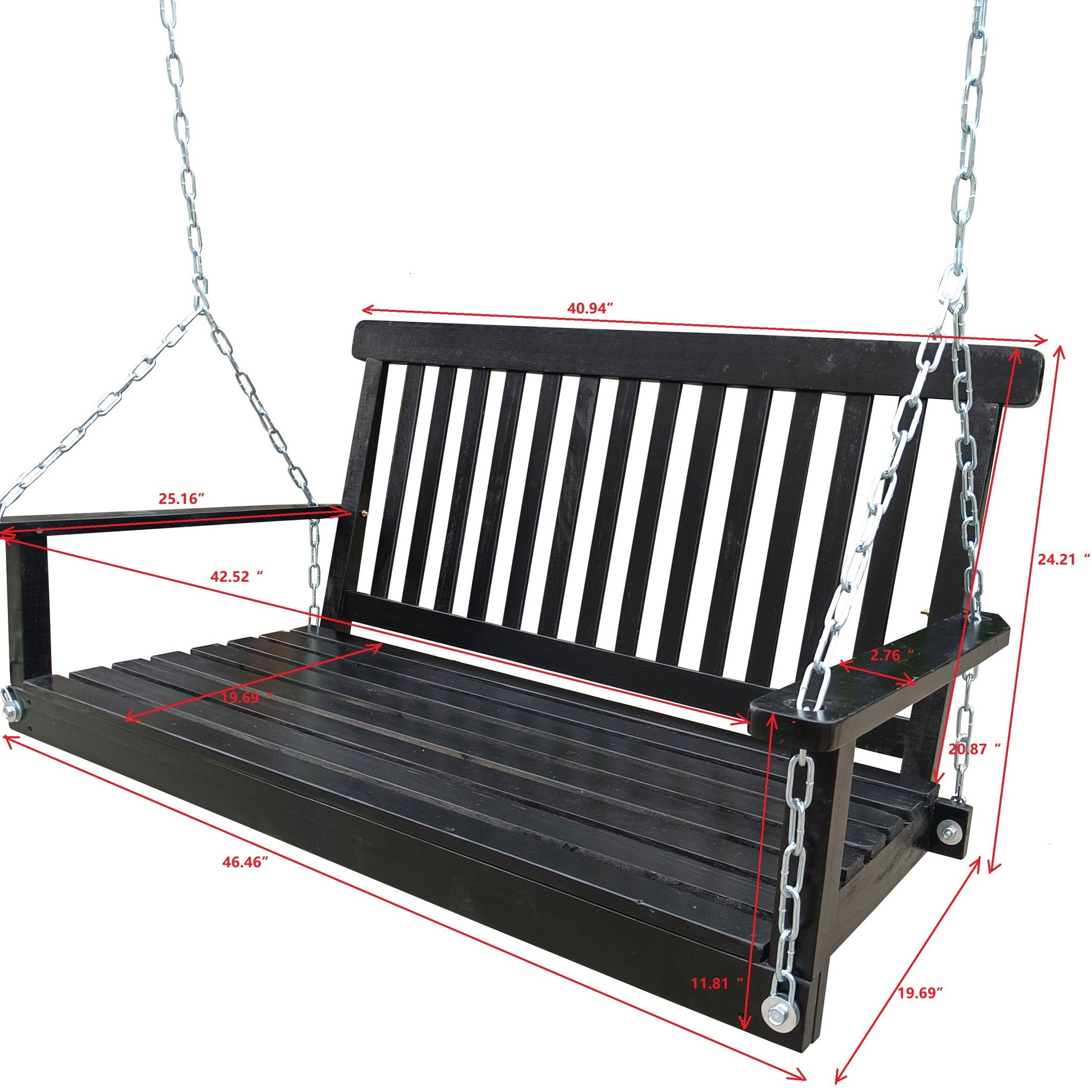 Front Porch Swing With Armrests For Outdoor Patio, Garden Yard, Backyard Or Sunroom Home Essentials