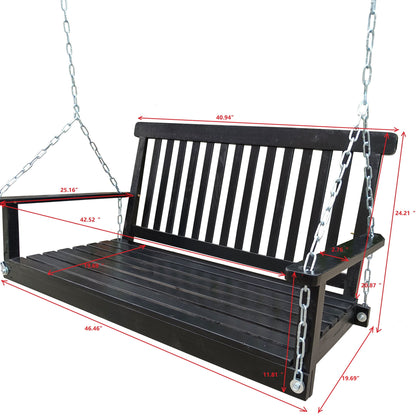 Front Porch Swing With Armrests For Outdoor Patio, Garden Yard, Backyard Or Sunroom Home Essentials