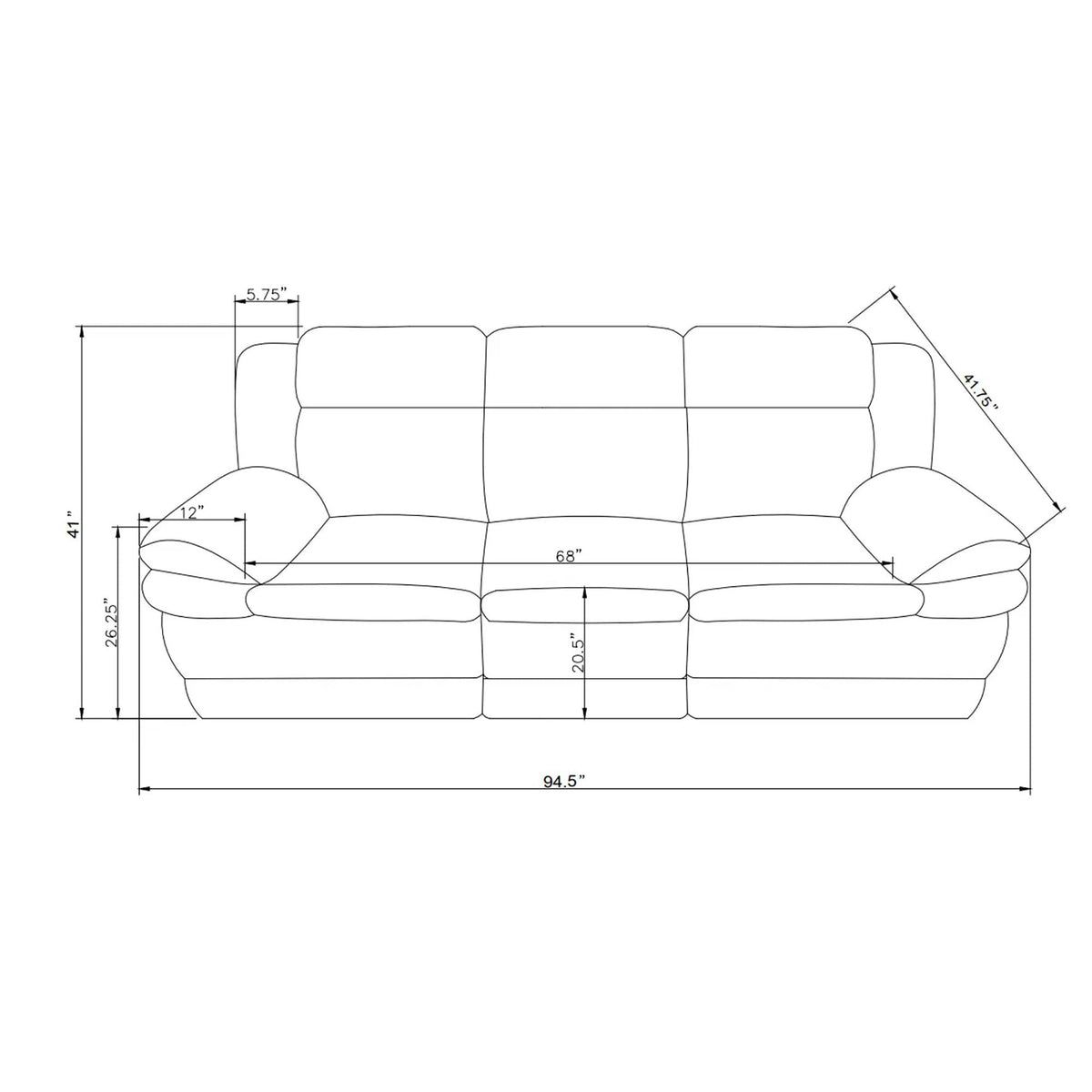 Winston - Power Reclining Sofa With LED Lighting, Hidden Drawer, And Drop Down Table - Black Global Furniture USA