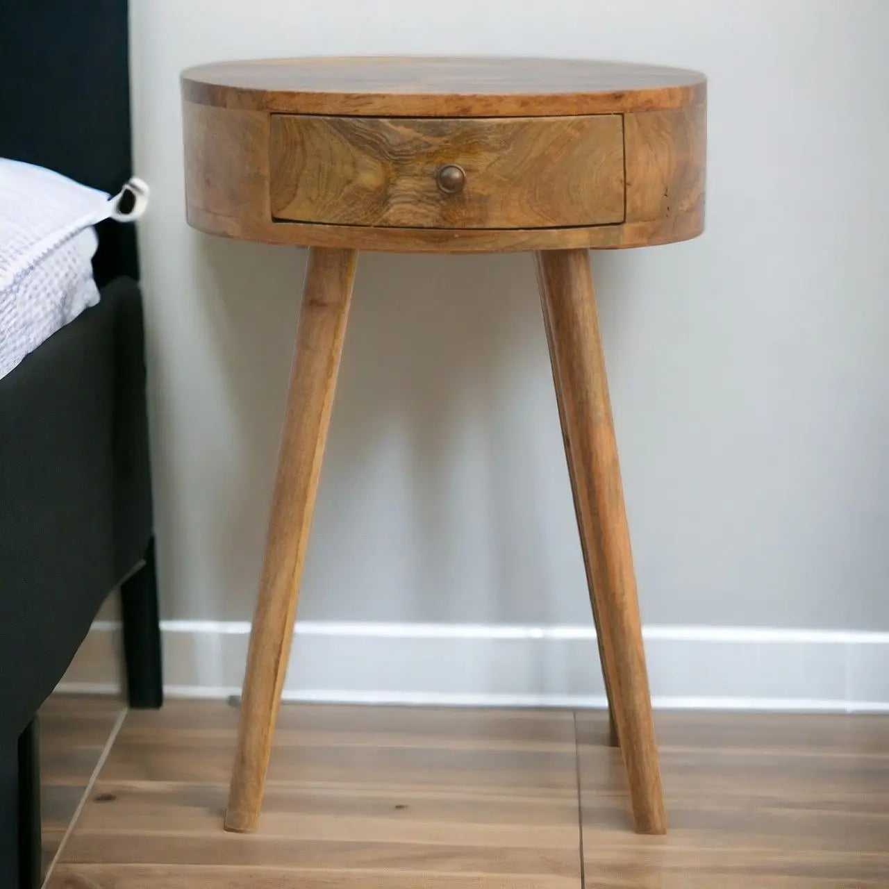 Nordic Chestnut Circular Nightstand Artisan Furniture
