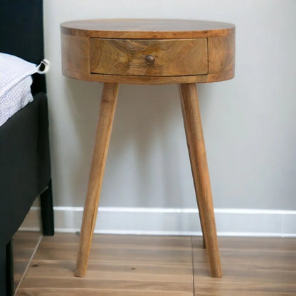 Nordic Chestnut Circular Nightstand Artisan Furniture