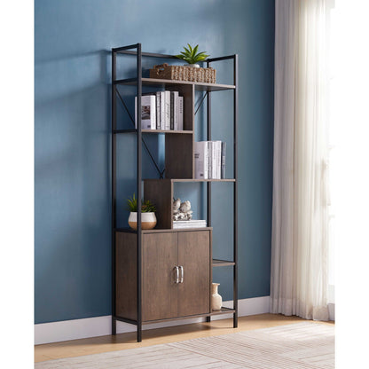 Modern Bookcase With Two Door Storage Cabinet With Two Shelves Home Essentials