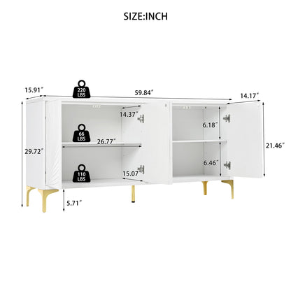 Modern Sideboard Buffet Cabinet With Handleless Press To Open Design With 4 Doors Home Essentials