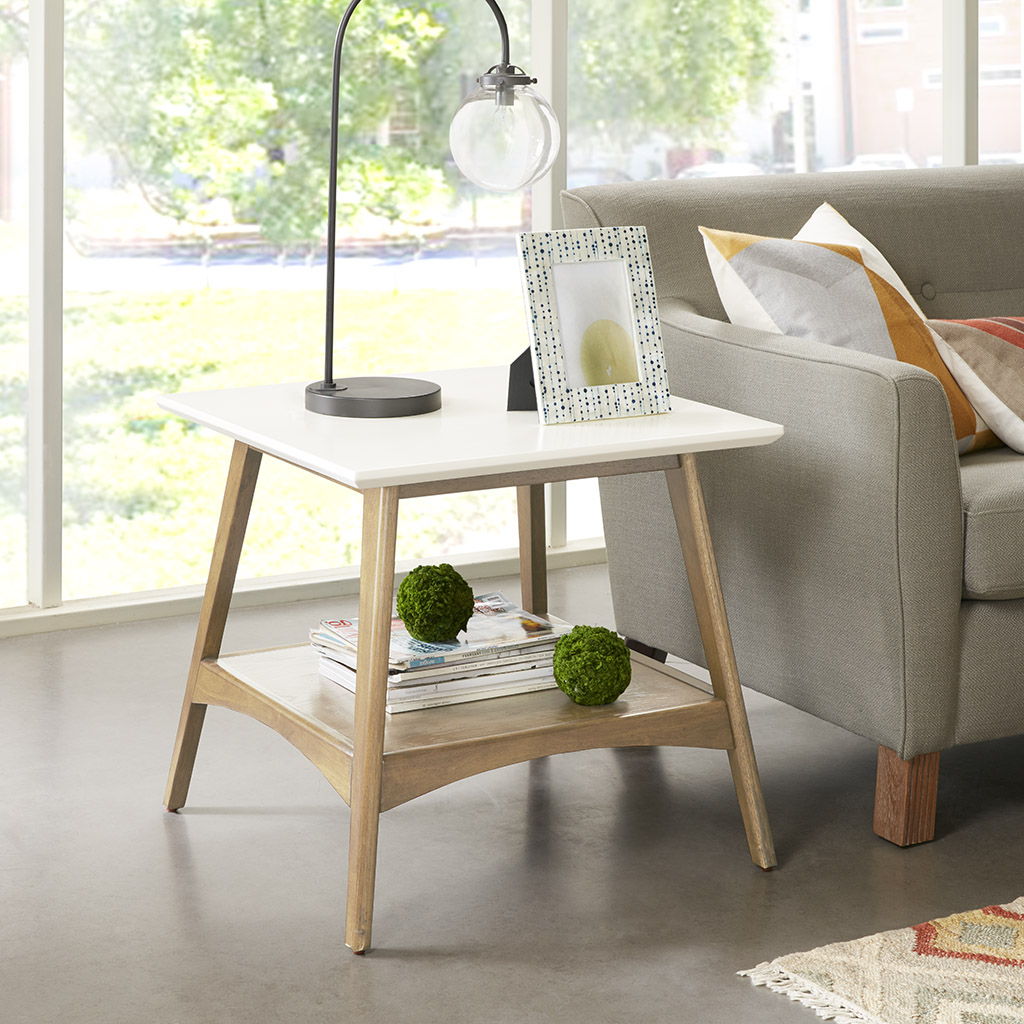 Parker - End Table - Off-White / Natural