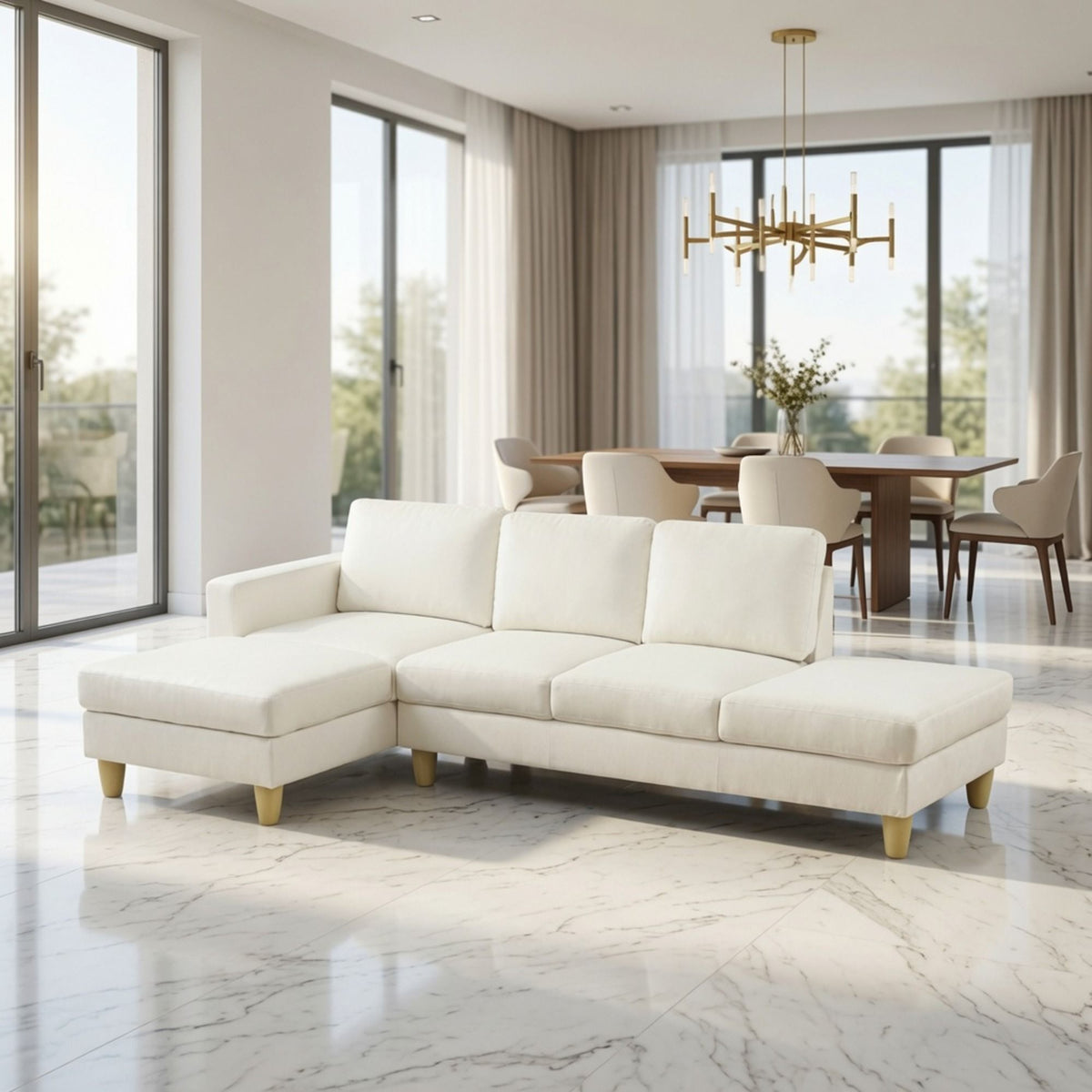 L - Shaped Sectional Sofa With Chaise & Ottoman Home Essentials