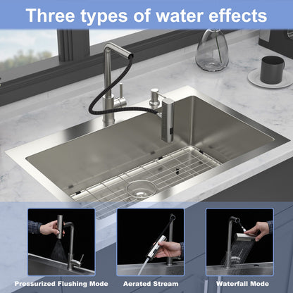 Drop In Kitchen Sink With Pull Down Faucet And Soap Dispenser Daily Nest
