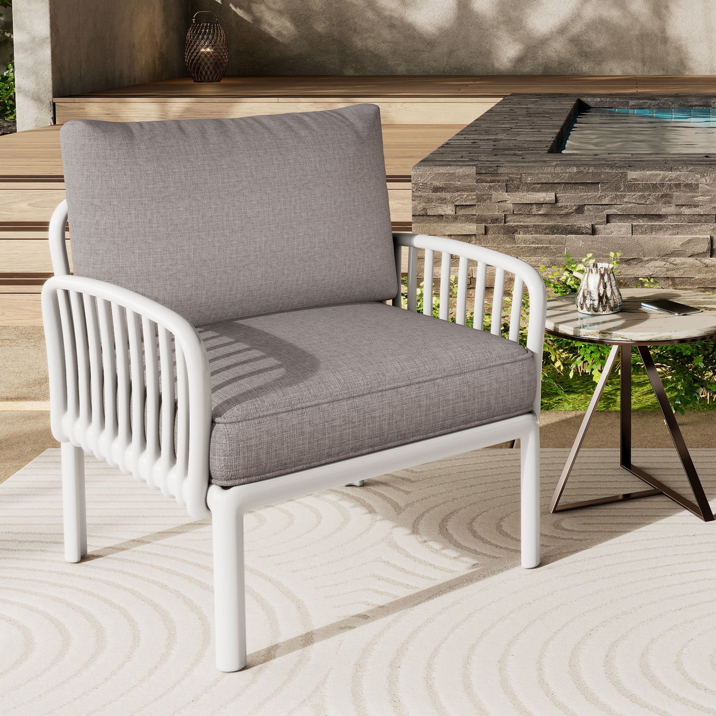 Outdoor Patio Club Chair, Waterproof Thick Cushion Deep Seating Noble House