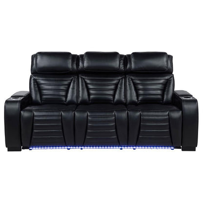 Zuma - Faux Leather Dual Power Reclining LED Sofa - Black Coaster Fine Furniture