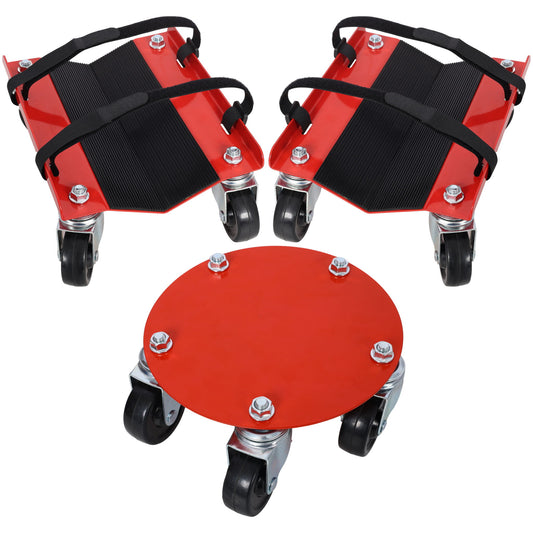 Heavy Duty Snowmobile Dolly V Slide With 2.5" Swivel Casters, Rubber Pad, 1500Lbs Capacity Steel - Red Daily Nest