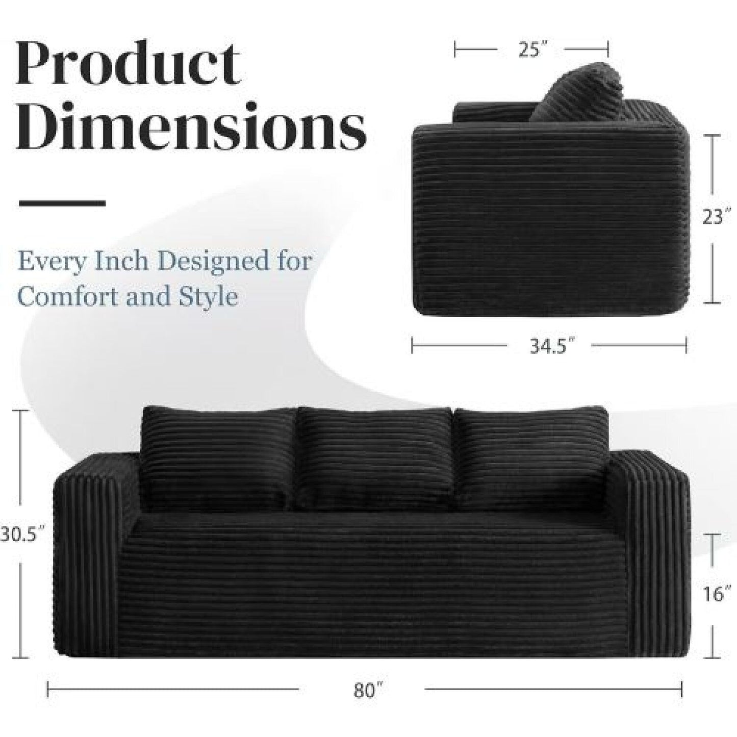 Cloud Loveseat Sofa Couch, Compressed - Black Home Essentials